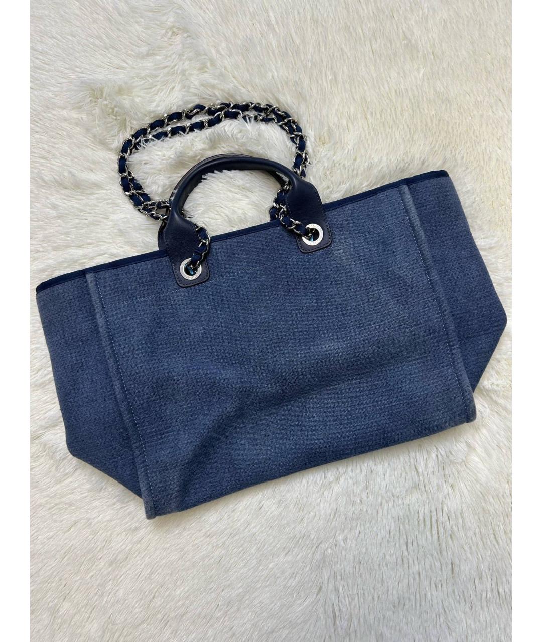 CHANEL Голубая деним сумка тоут, фото 3
