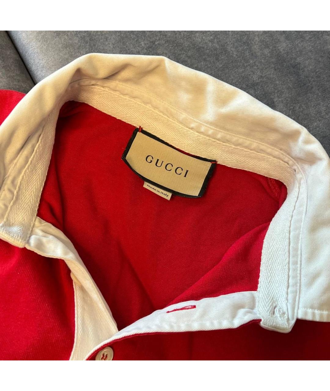 GUCCI Красное хлопковое поло с коротким рукавом, фото 3