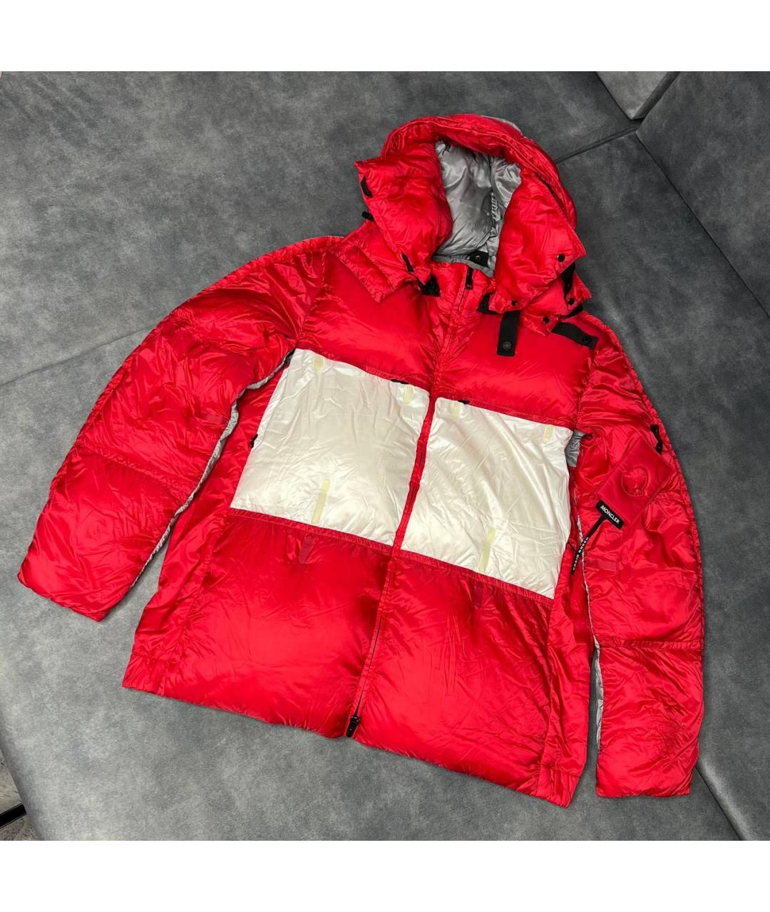 MONCLER Красный атласный пуховик, фото 2
