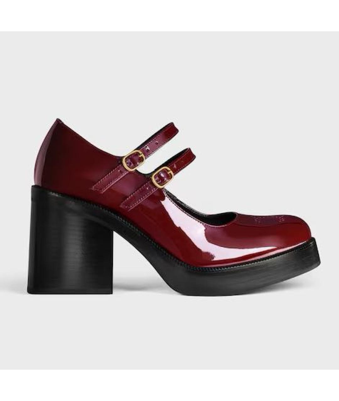 CELINE Бордовые туфли из лакированной кожи, фото 5