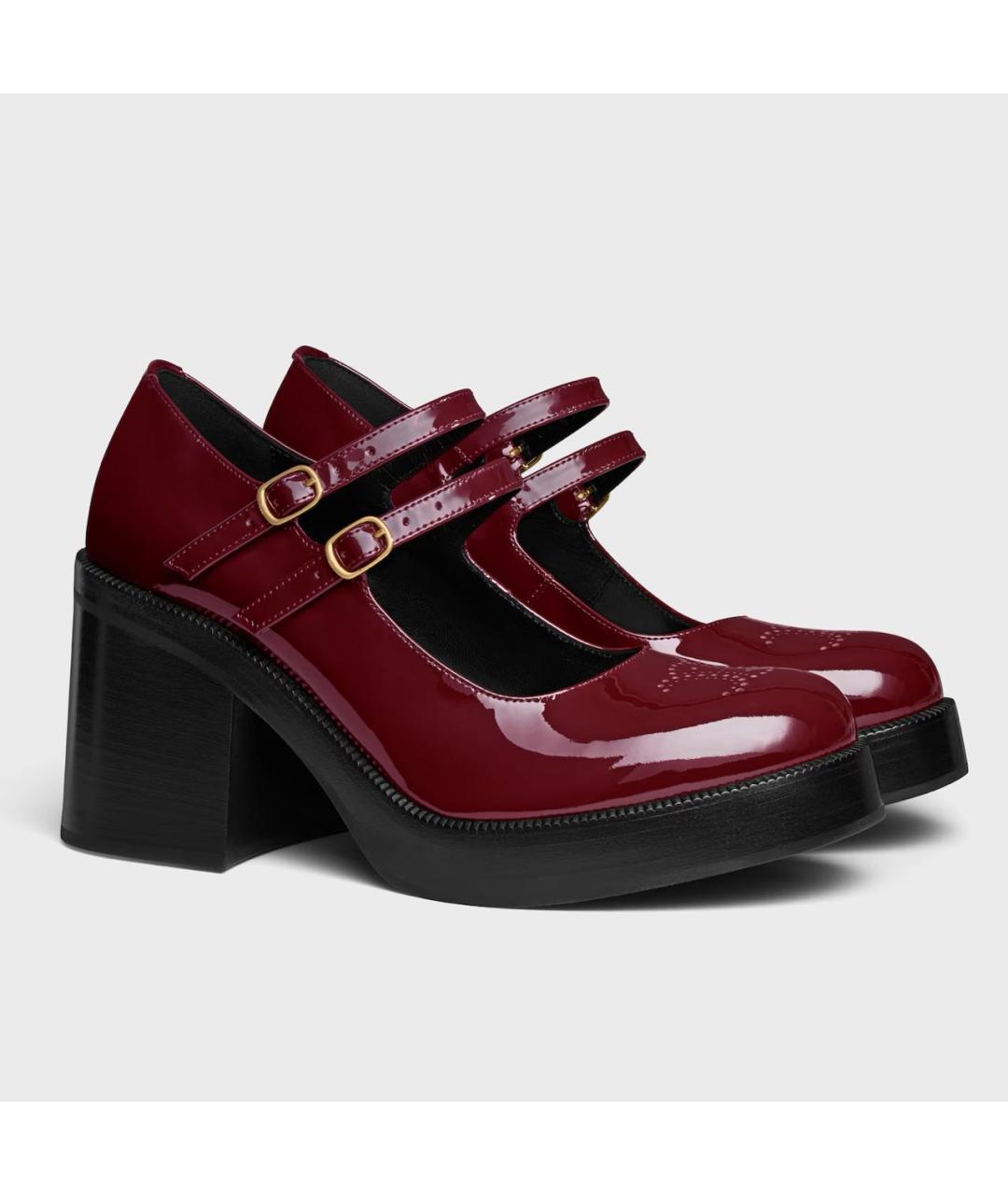 CELINE Бордовые туфли из лакированной кожи, фото 2
