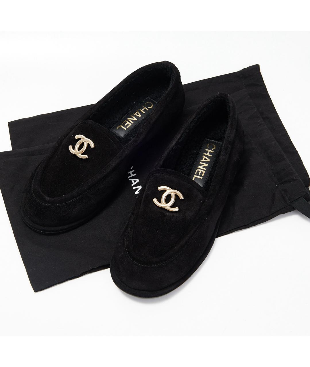 CHANEL Черные замшевые лоферы, фото 2