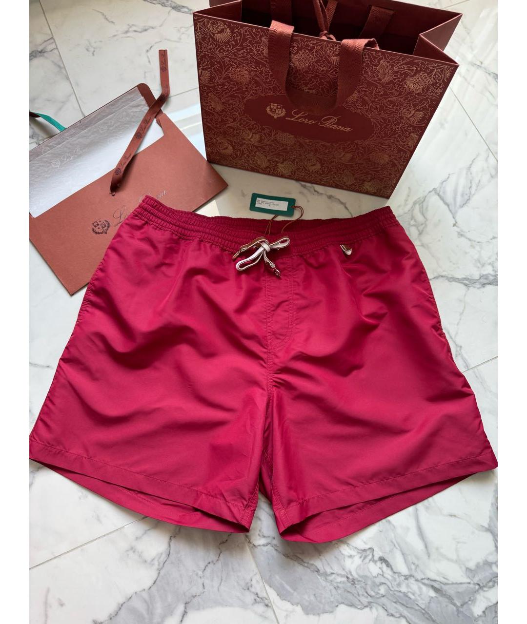 LORO PIANA Красные полиэстеровые шорты, фото 9