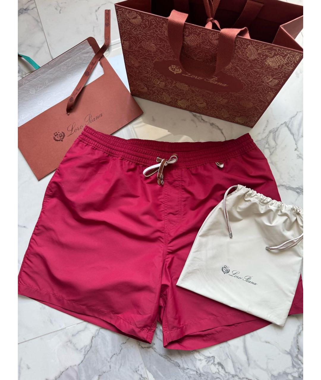 LORO PIANA Красные полиэстеровые шорты, фото 6