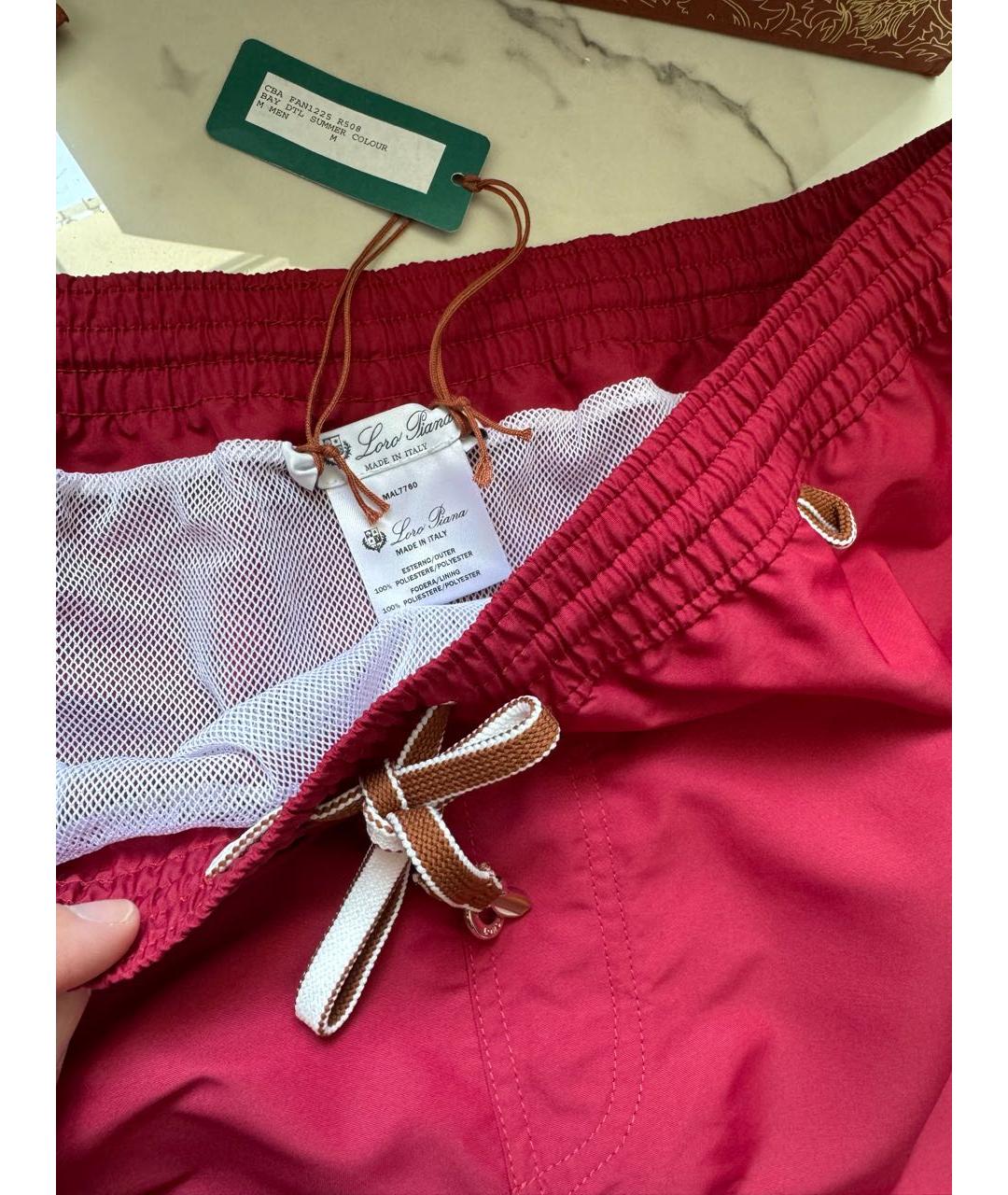 LORO PIANA Красные полиэстеровые шорты, фото 4