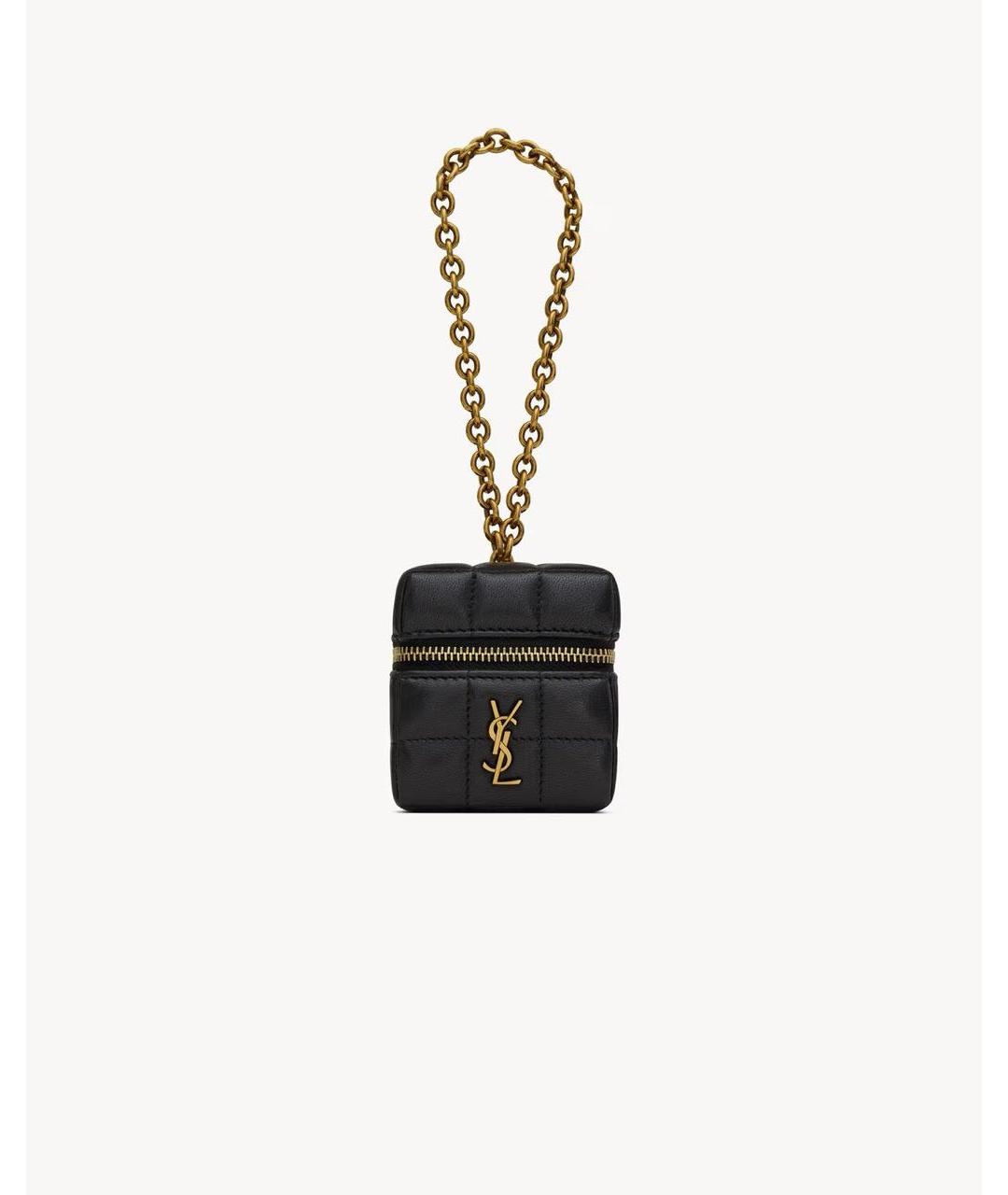 SAINT LAURENT Черная кожаная сумка с короткими ручками, фото 5
