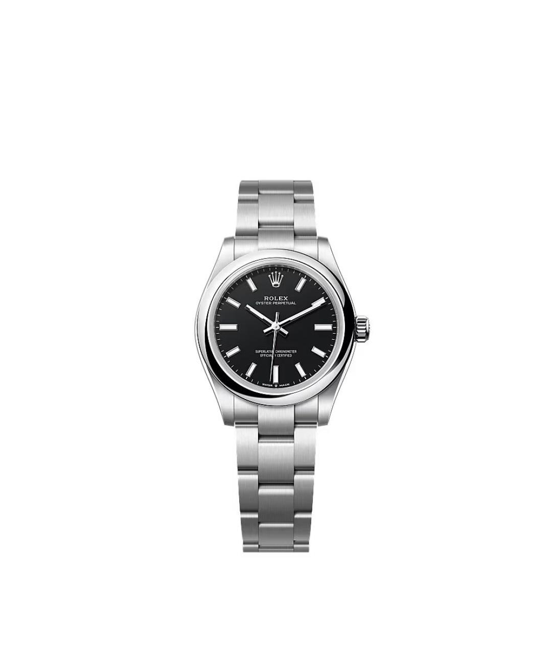ROLEX Черные металлические часы, фото 1