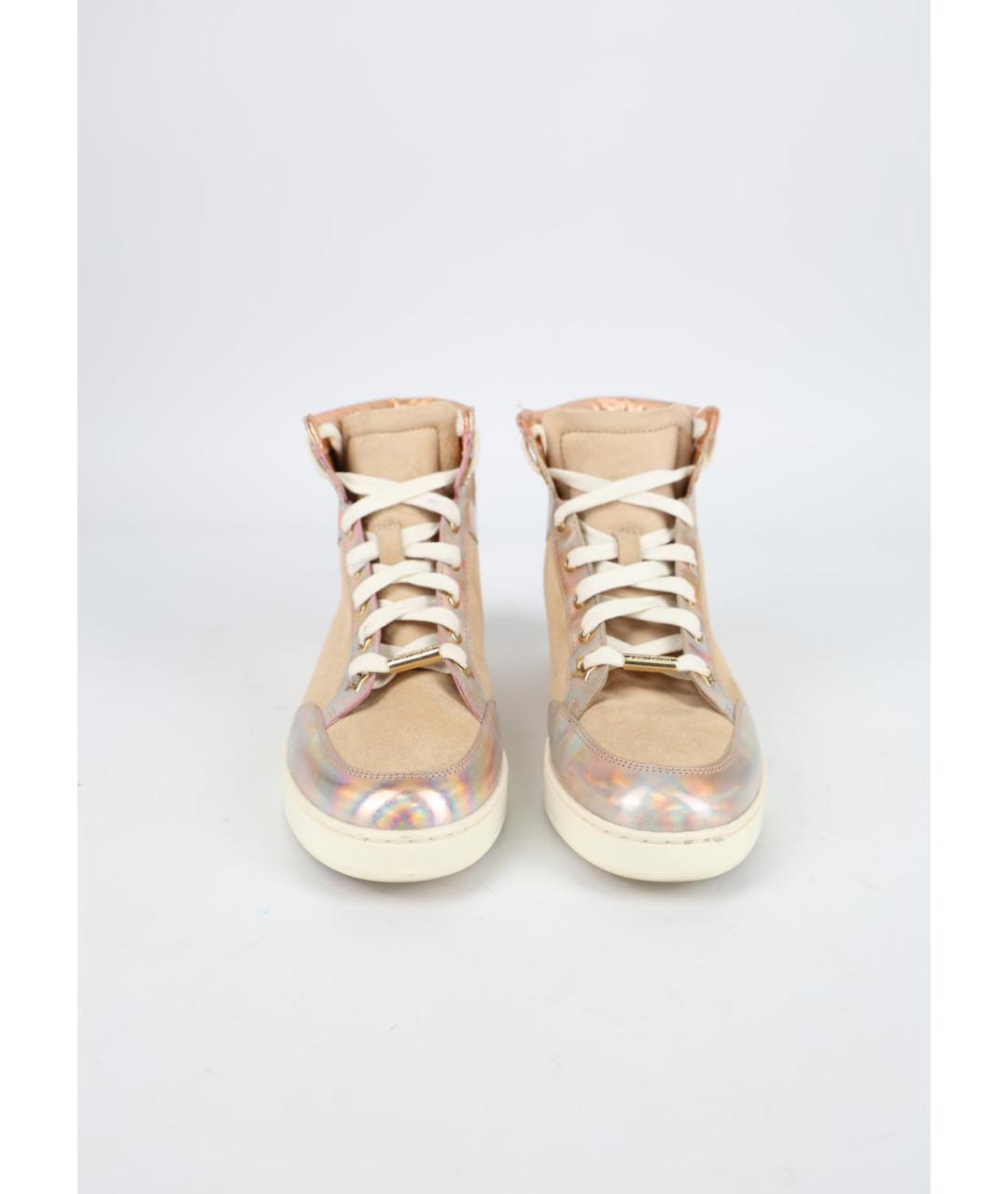 JIMMY CHOO Бежевые замшевые кеды, фото 3