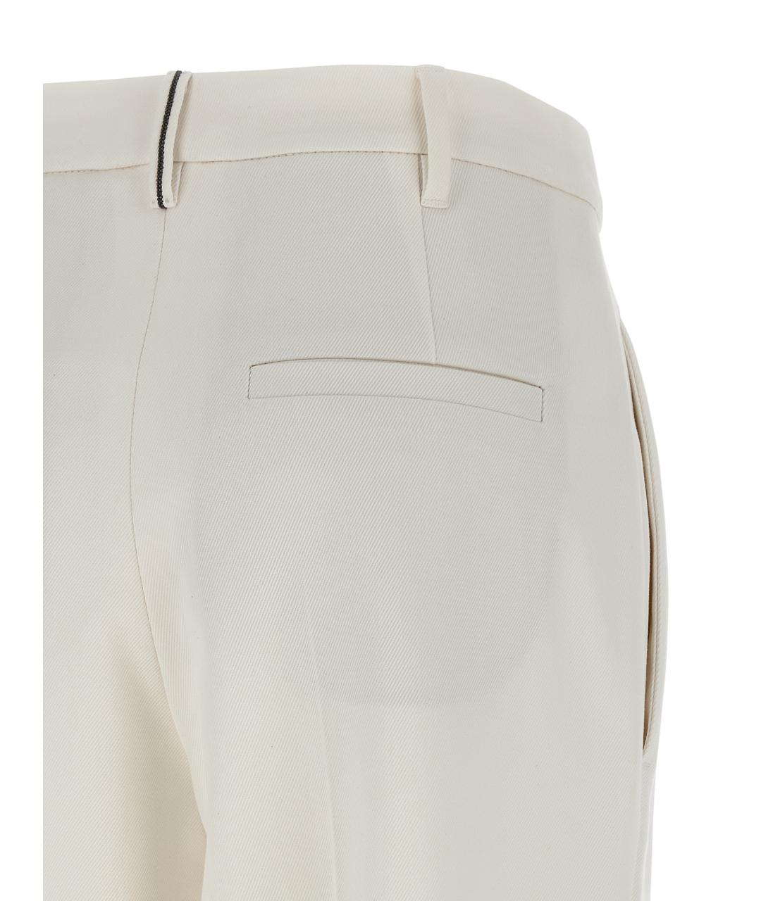 BRUNELLO CUCINELLI Белые хлопковые прямые брюки, фото 4