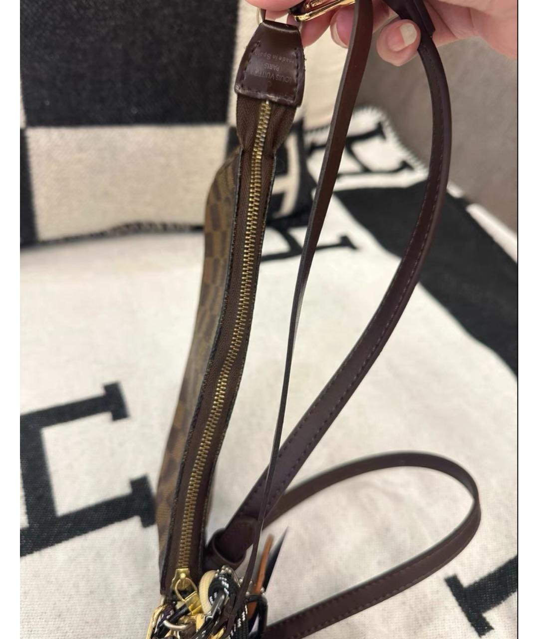 LOUIS VUITTON Коричневая кожаная сумка с короткими ручками, фото 5