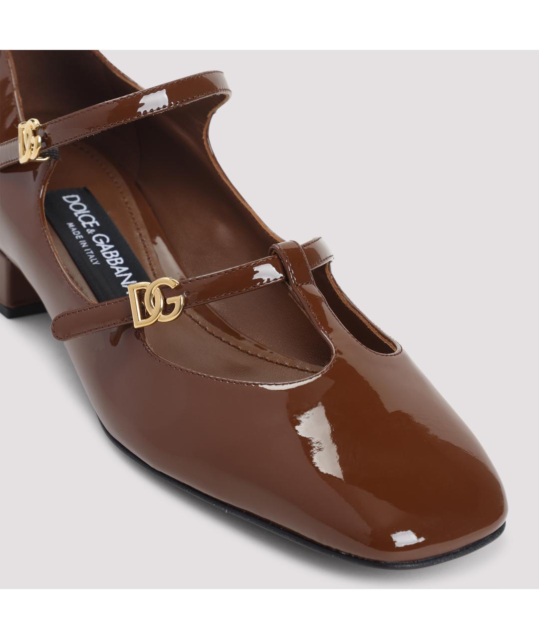 DOLCE&GABBANA Коричневые балетки из лакированной кожи, фото 4