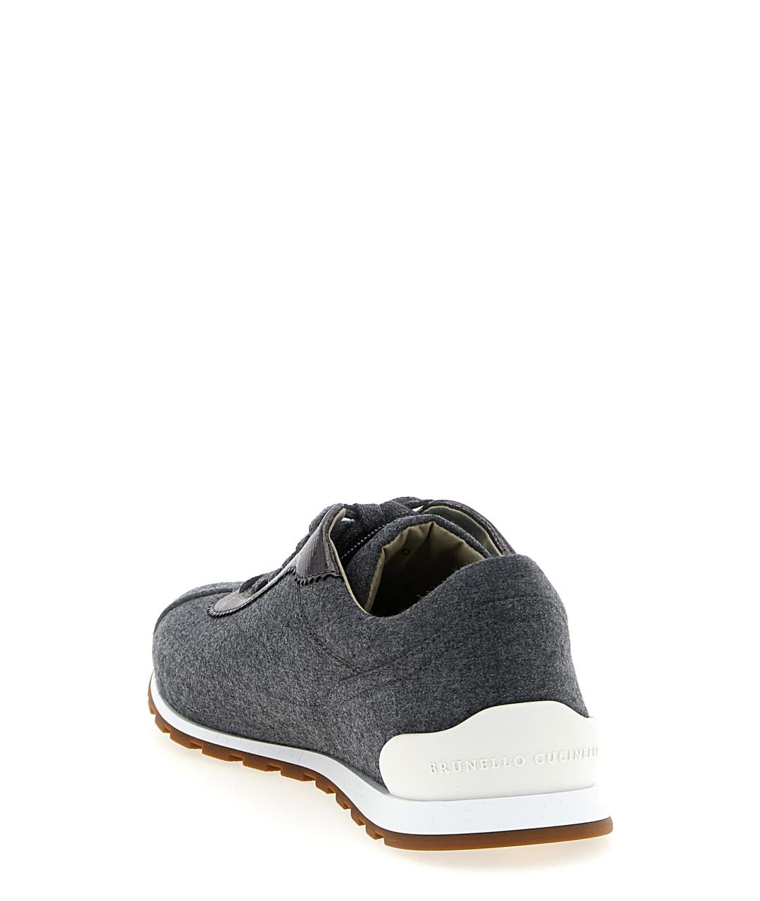 BRUNELLO CUCINELLI Антрацитовые текстильные кроссовки, фото 3