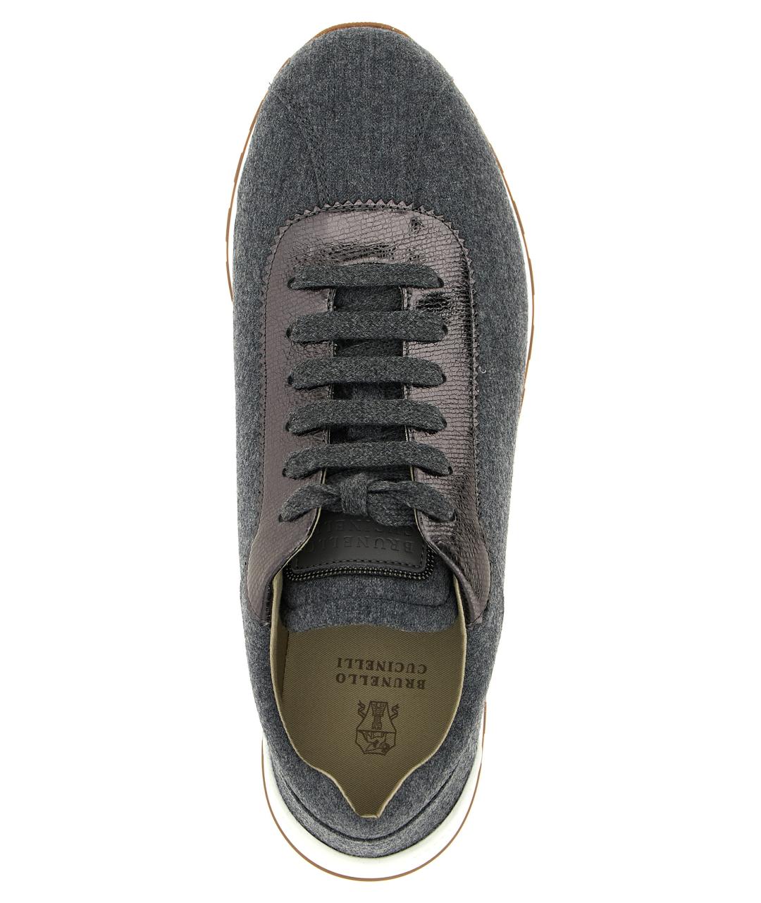 BRUNELLO CUCINELLI Антрацитовые текстильные кроссовки, фото 4