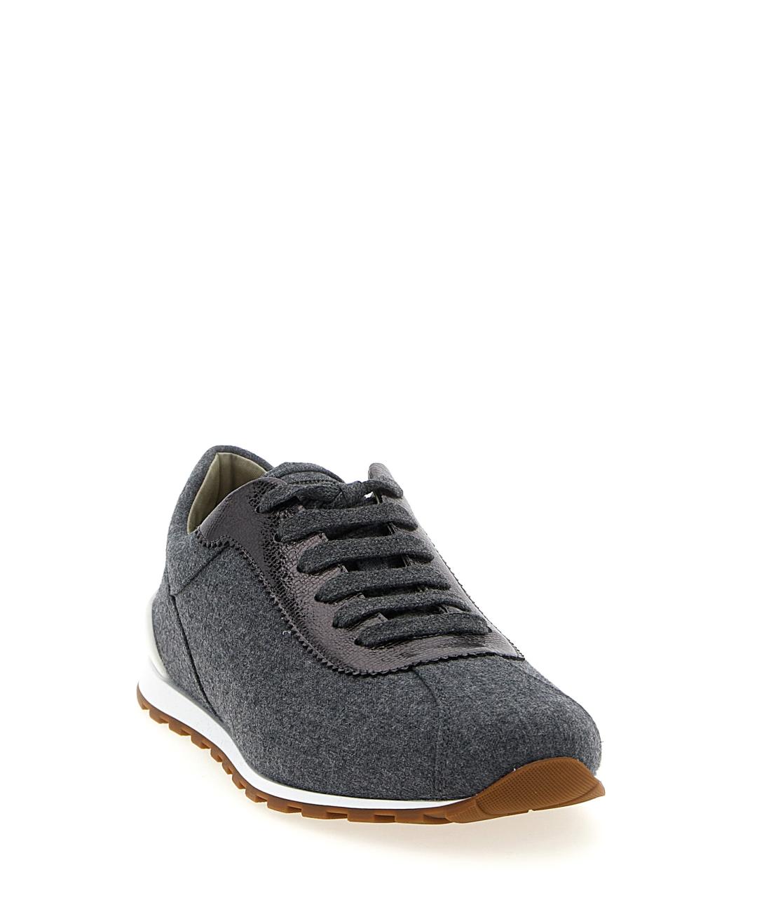BRUNELLO CUCINELLI Антрацитовые текстильные кроссовки, фото 2