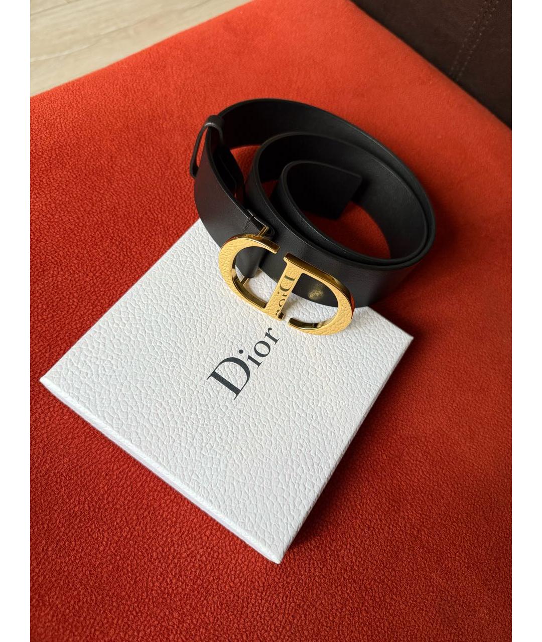 CHRISTIAN DIOR Черный кожаный ремень, фото 8