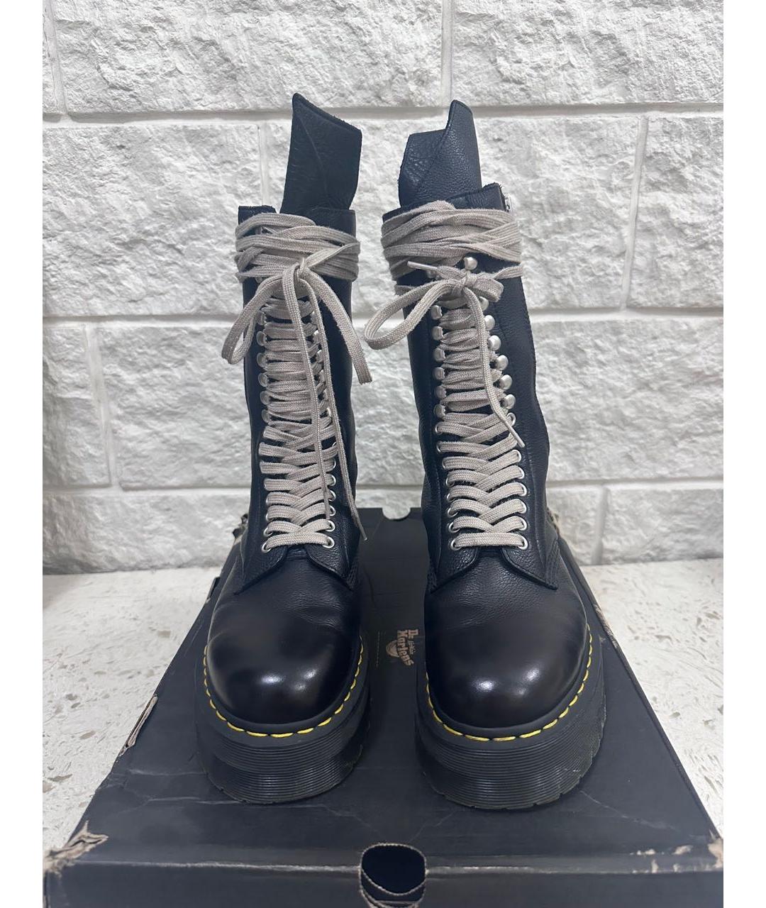 RICK OWENS Черные кожаные высокие ботинки, фото 2