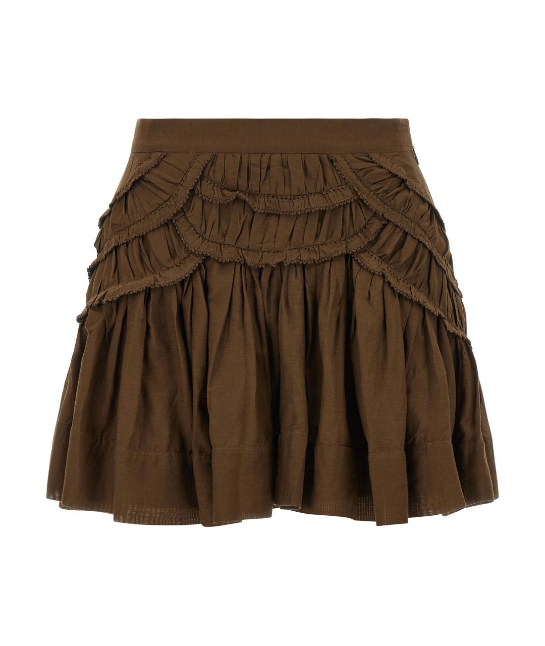 ISABEL MARANT ETOILE Коричневая хлопковая юбка мини, фото 1