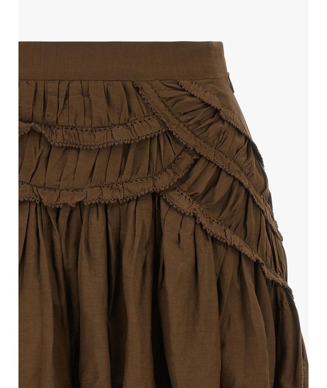 ISABEL MARANT ETOILE Коричневая хлопковая юбка мини, фото 3