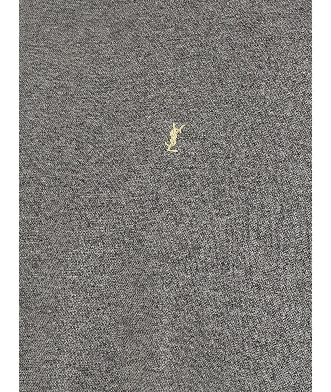SAINT LAURENT Серая хлопковая футболка, фото 4