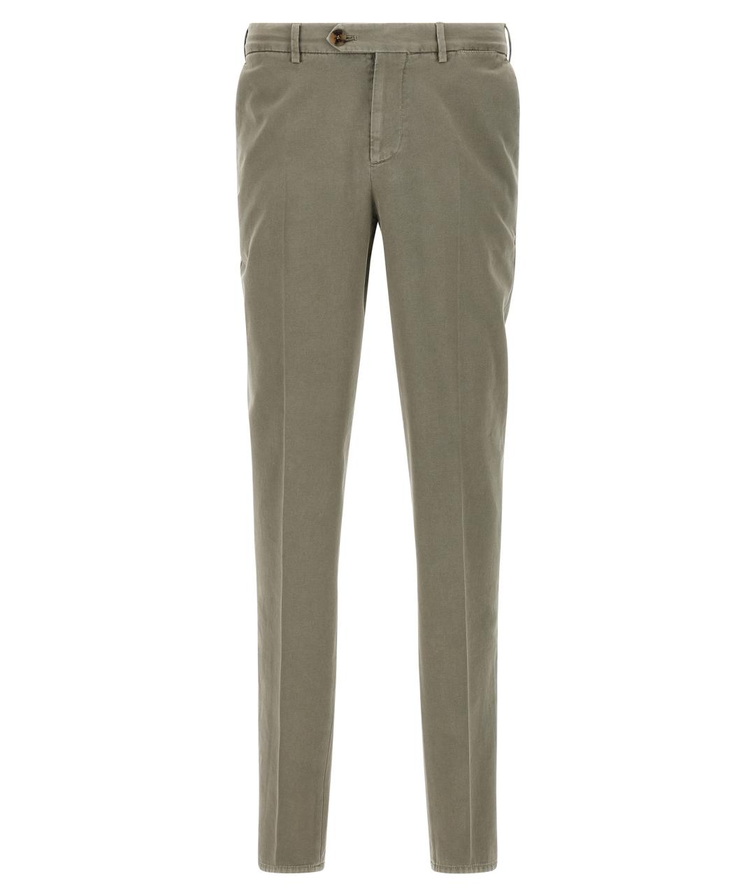 BRUNELLO CUCINELLI Зеленые хлопковые повседневные брюки, фото 1