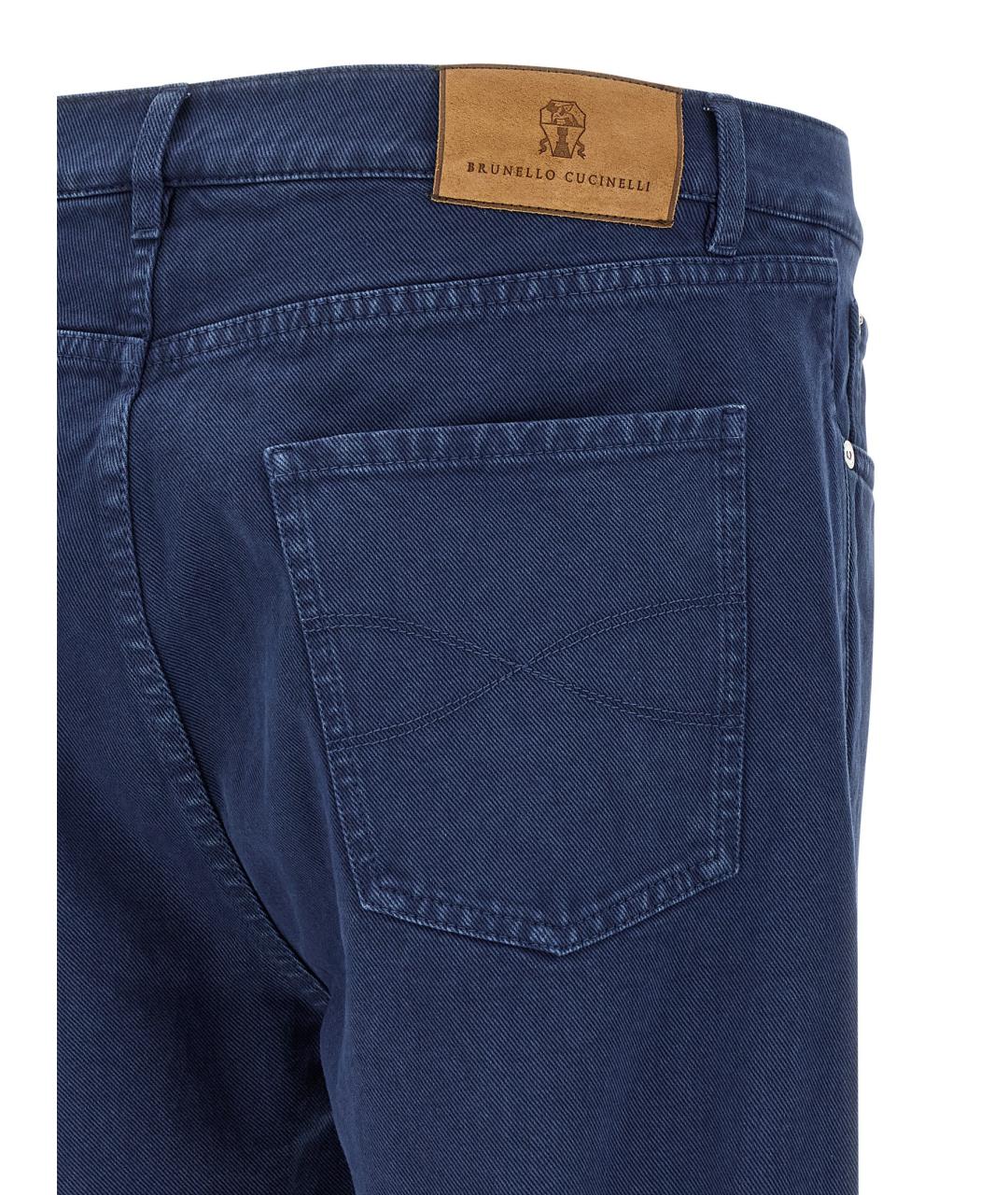 BRUNELLO CUCINELLI Синие хлопковые прямые джинсы, фото 4