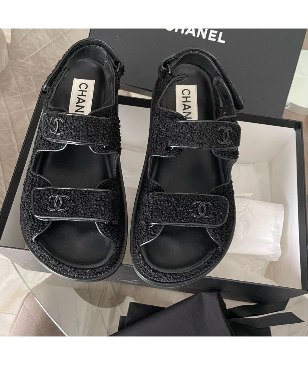 CHANEL Черные сандалии, фото 2