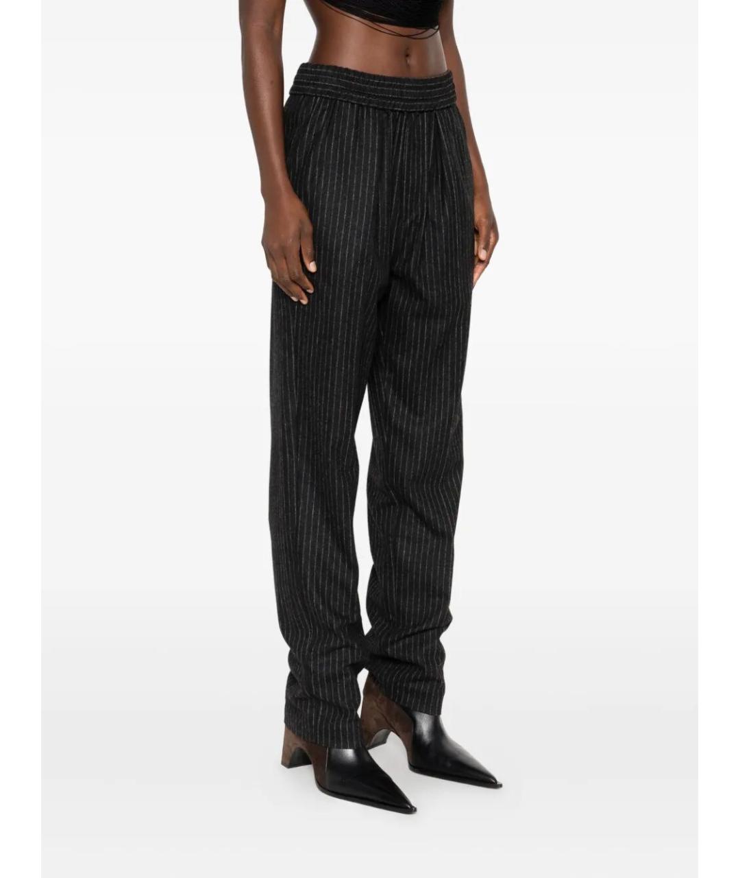 ISABEL MARANT Антрацитовые шерстяные прямые брюки, фото 5