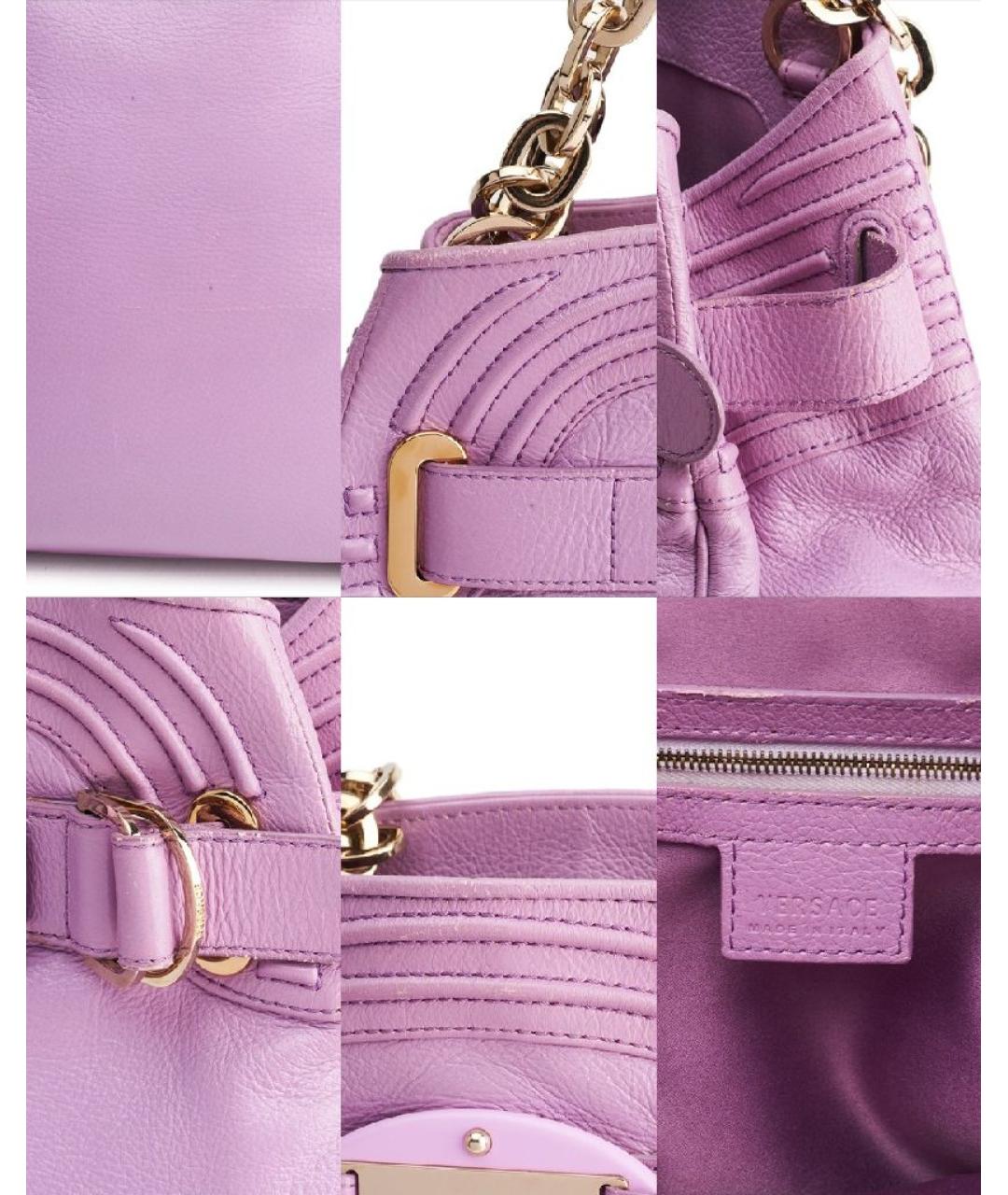 VERSACE Фиолетовая кожаная сумка через плечо, фото 5