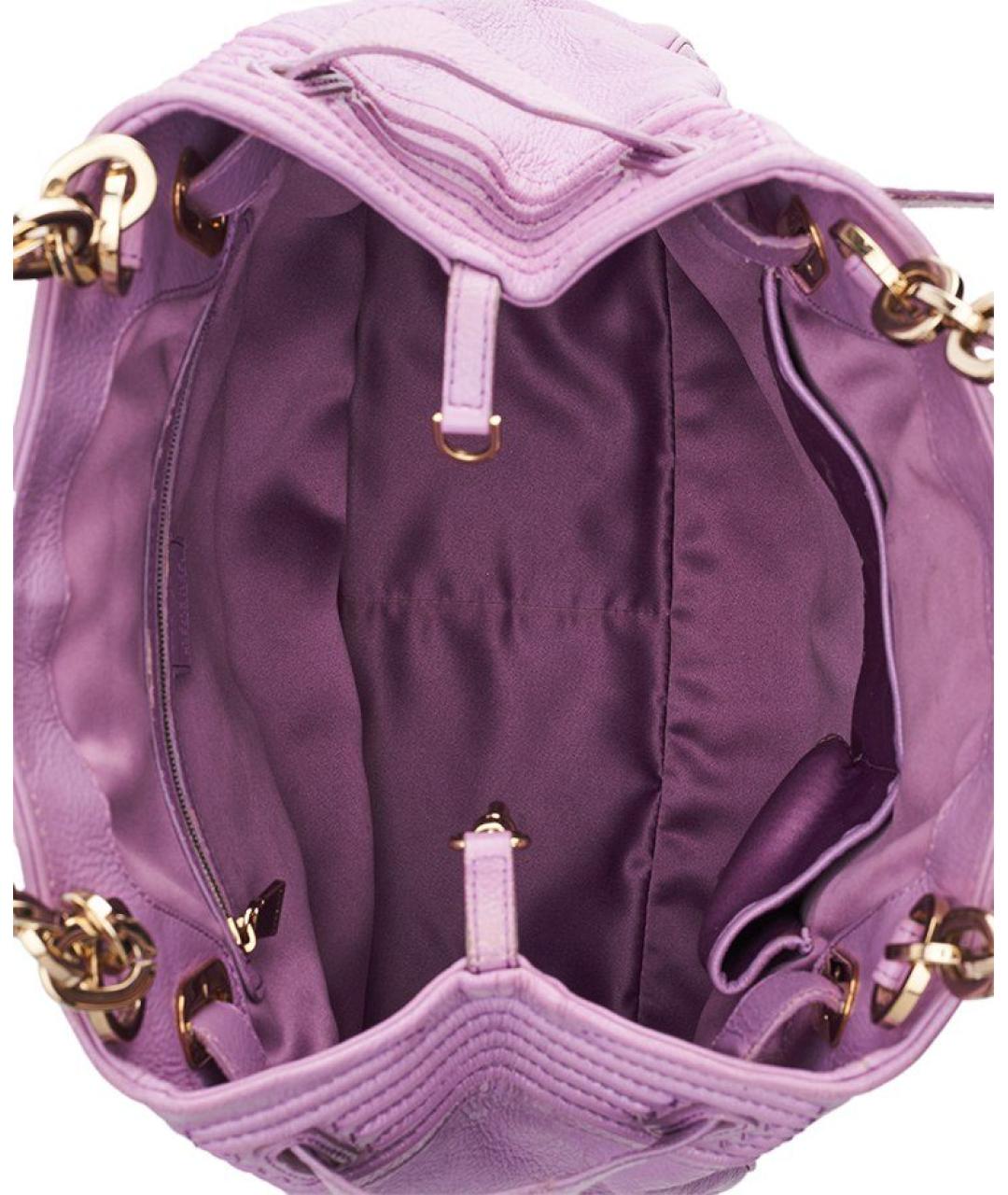 VERSACE Фиолетовая кожаная сумка через плечо, фото 4