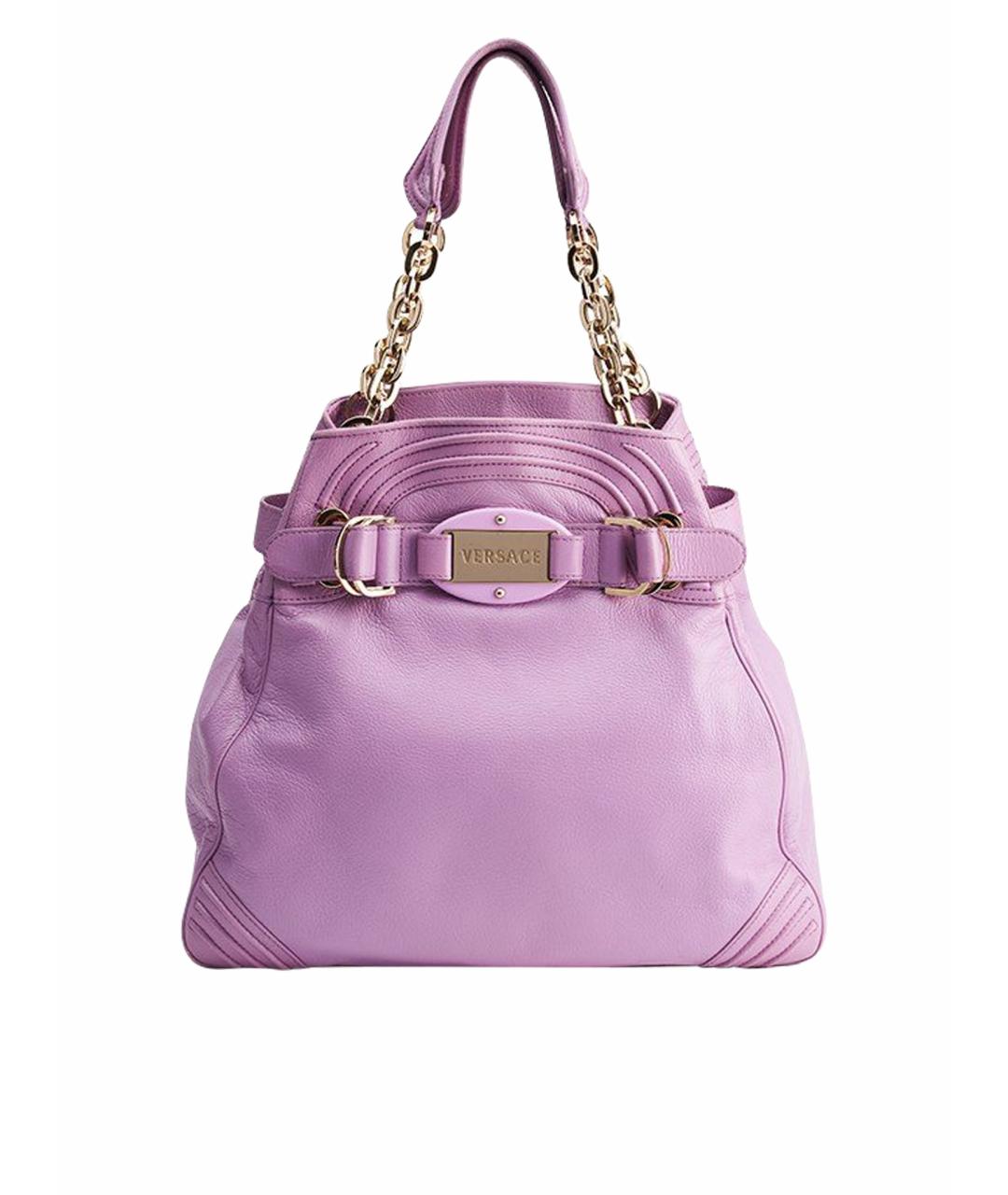 VERSACE Фиолетовая кожаная сумка через плечо, фото 1