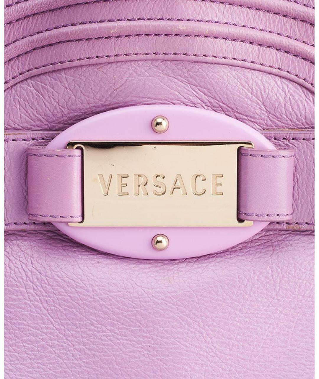 VERSACE Фиолетовая кожаная сумка через плечо, фото 6