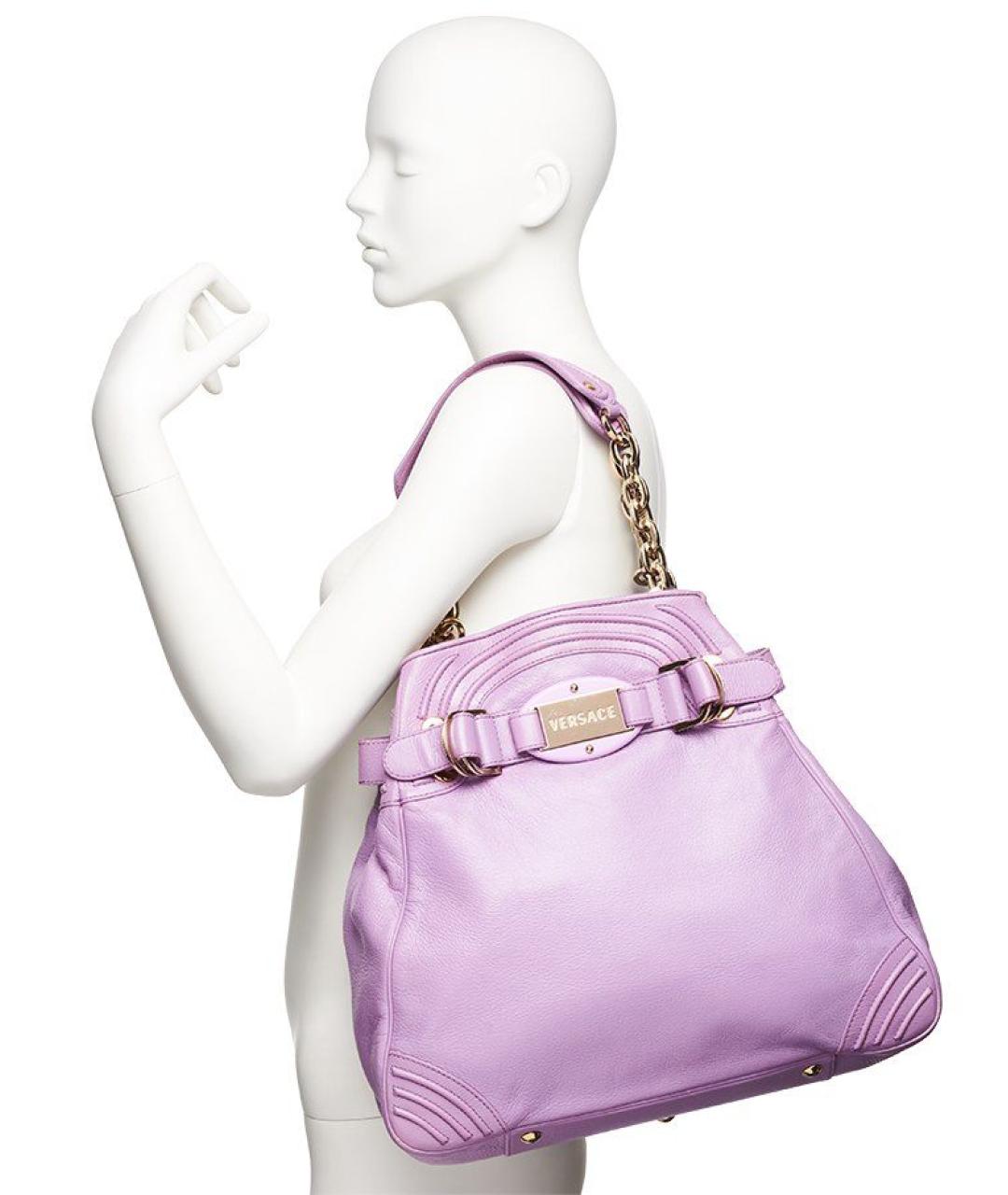 VERSACE Фиолетовая кожаная сумка через плечо, фото 8