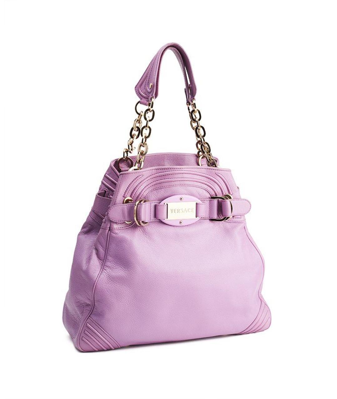VERSACE Фиолетовая кожаная сумка через плечо, фото 2