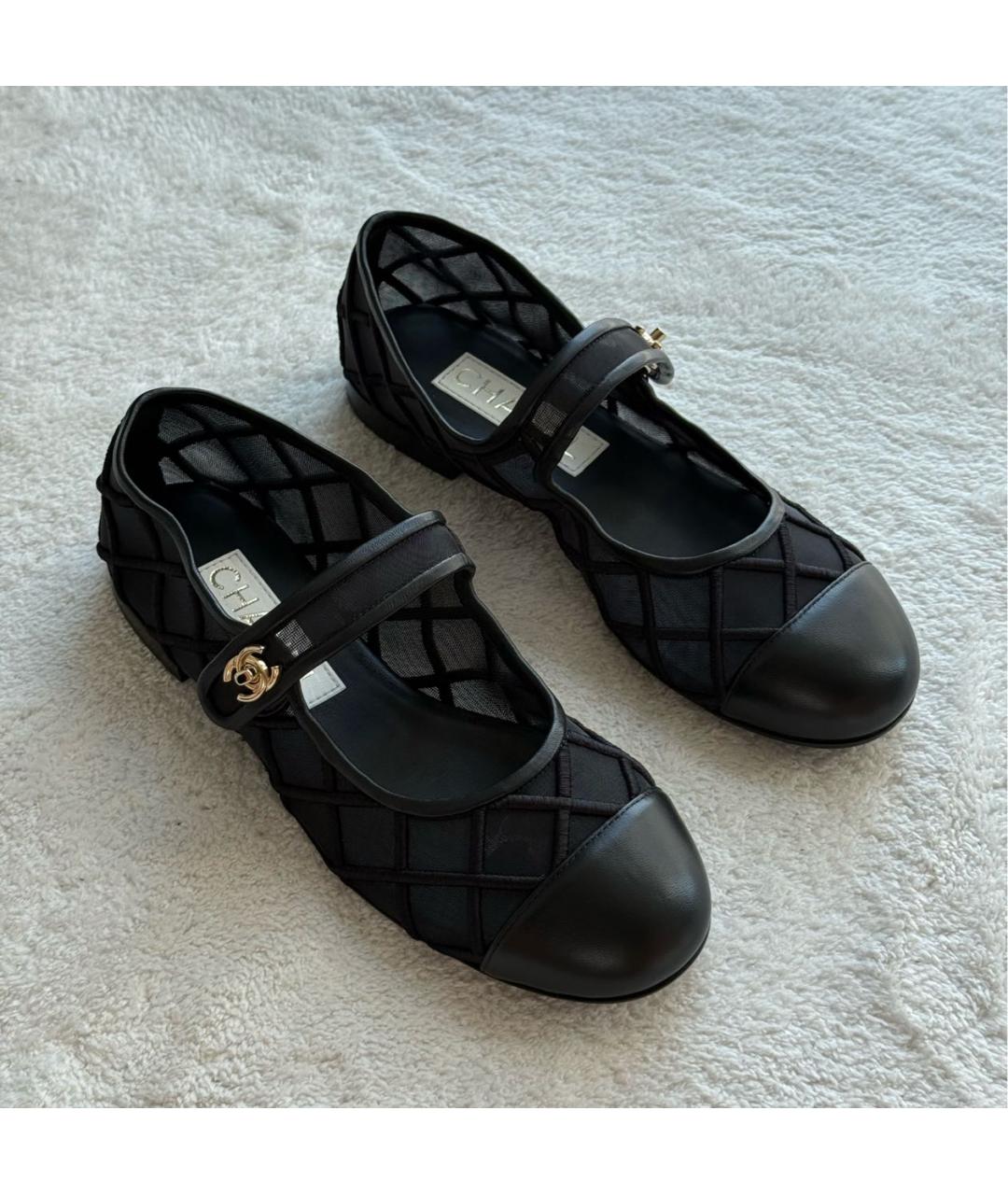 CHANEL Черные текстильные балетки, фото 6