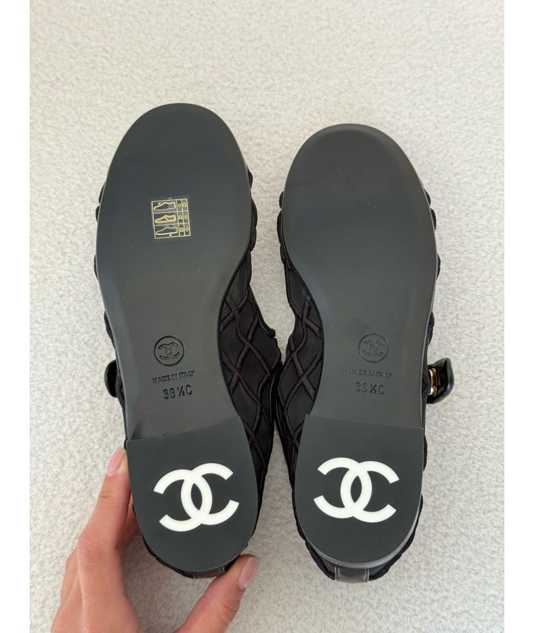 CHANEL Черные текстильные балетки, фото 7