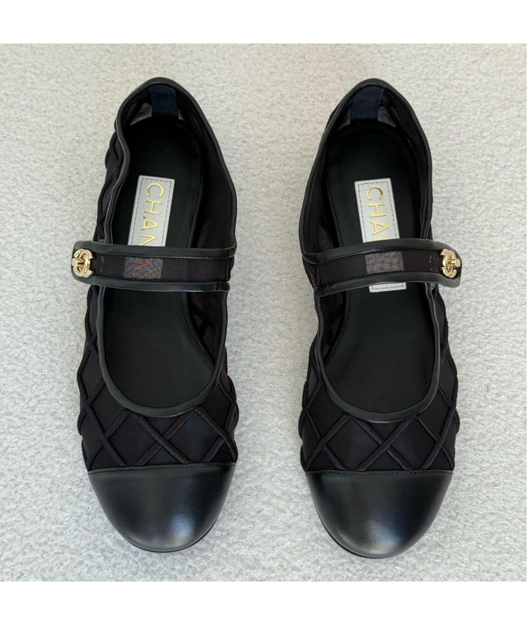 CHANEL Черные текстильные балетки, фото 8