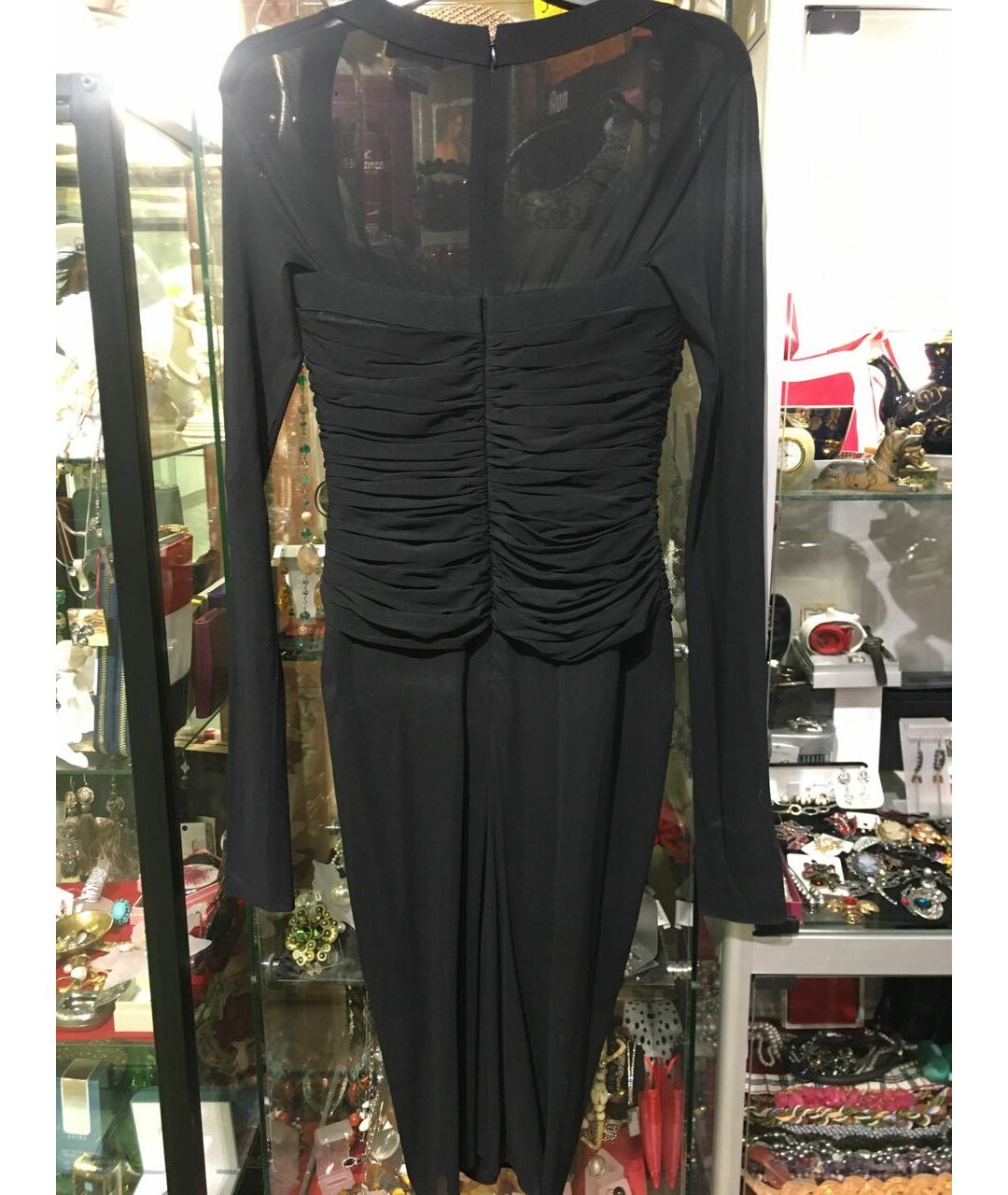 HERVE LEROUX Черное хлопко-эластановое коктейльное платье, фото 2