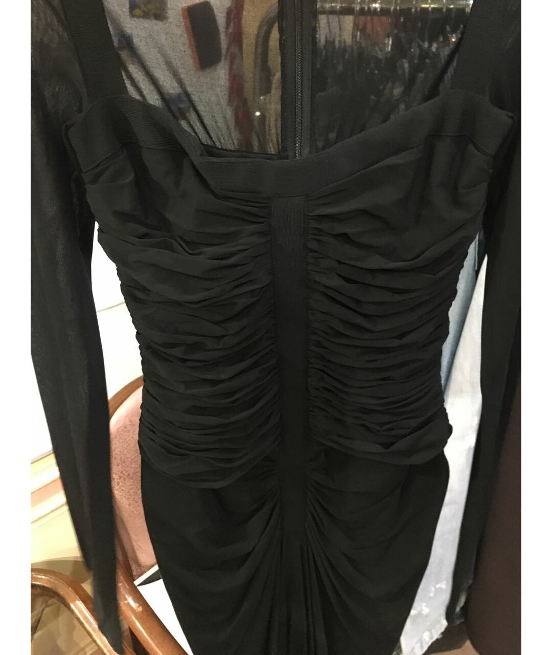 HERVE LEROUX Черное хлопко-эластановое коктейльное платье, фото 5