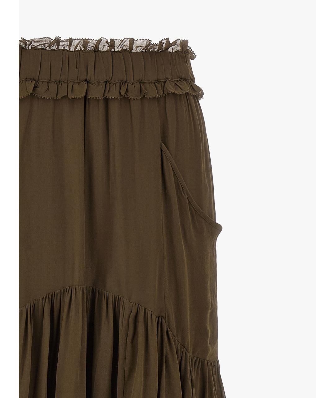 ISABEL MARANT ETOILE Зеленая вискозная юбка макси, фото 3