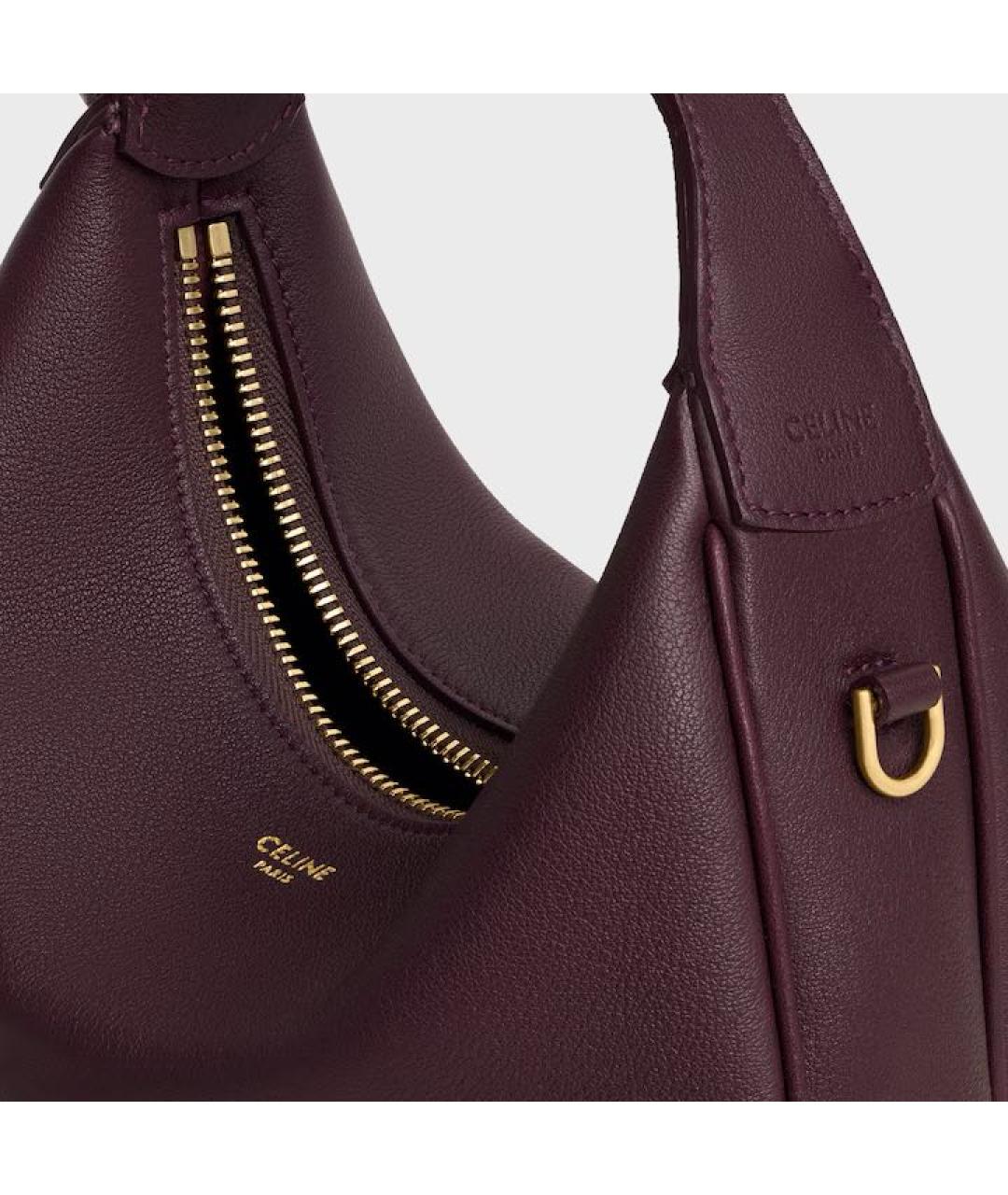 CELINE Бордовая кожаная сумка через плечо, фото 4
