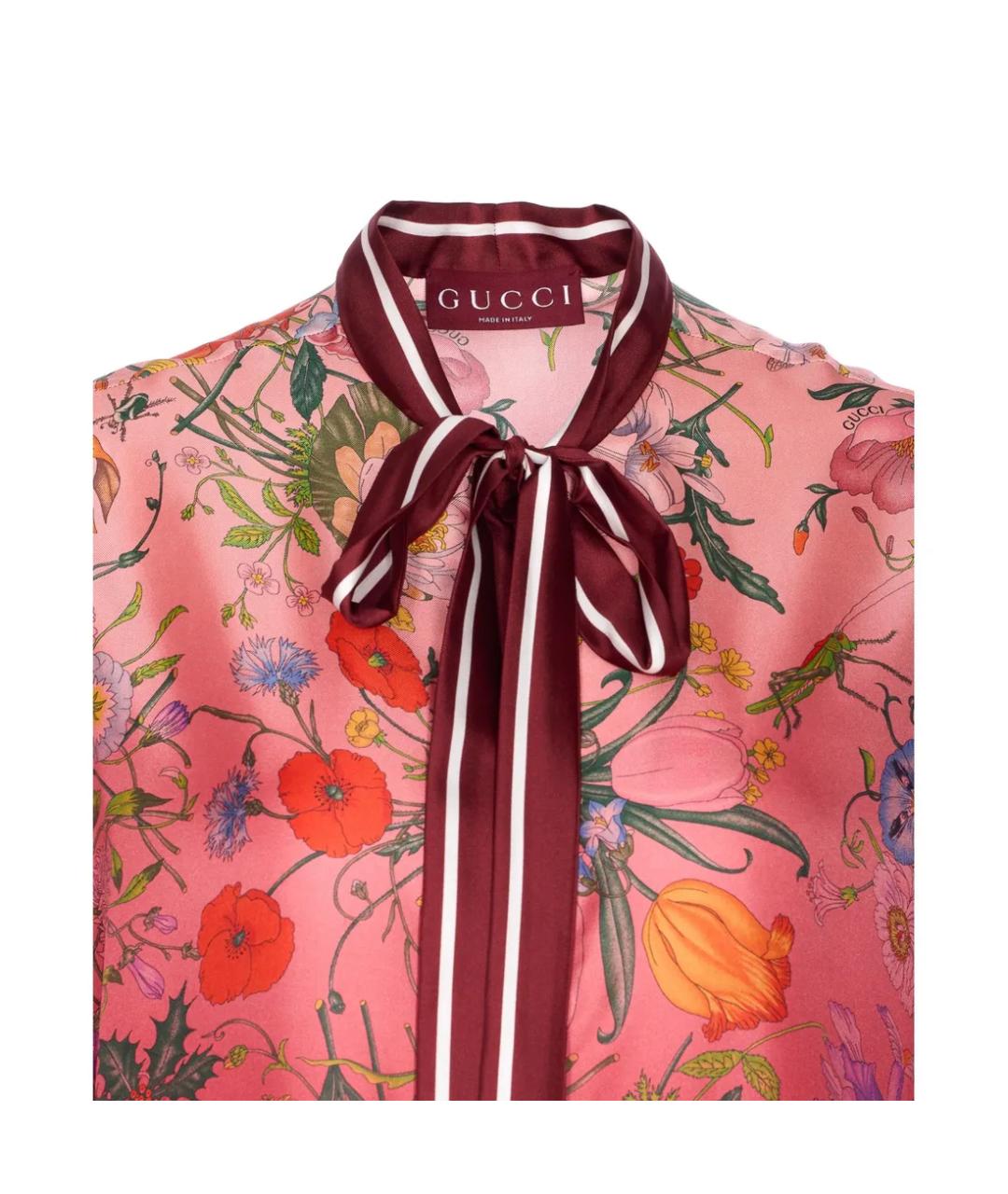 GUCCI Розовая шелковая блузы, фото 3