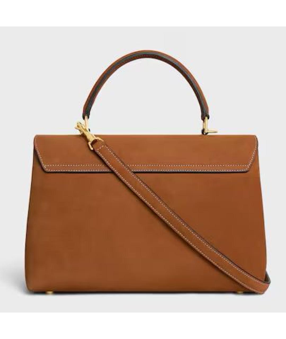 CELINE Коричневая кожаная сумка с короткими ручками, фото 3