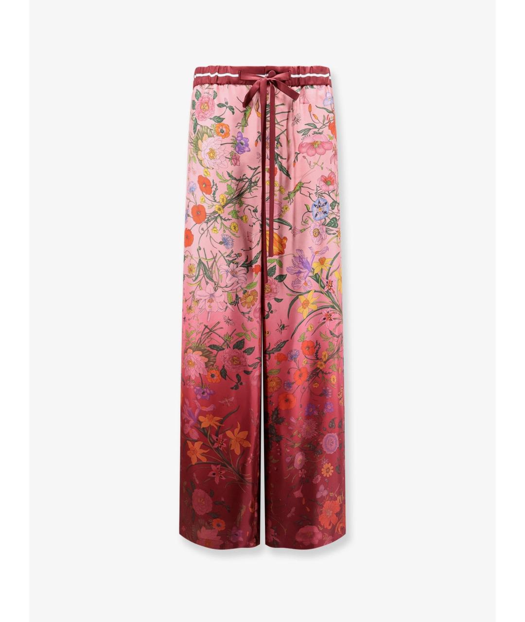 GUCCI Розовые шелковые прямые брюки, фото 4