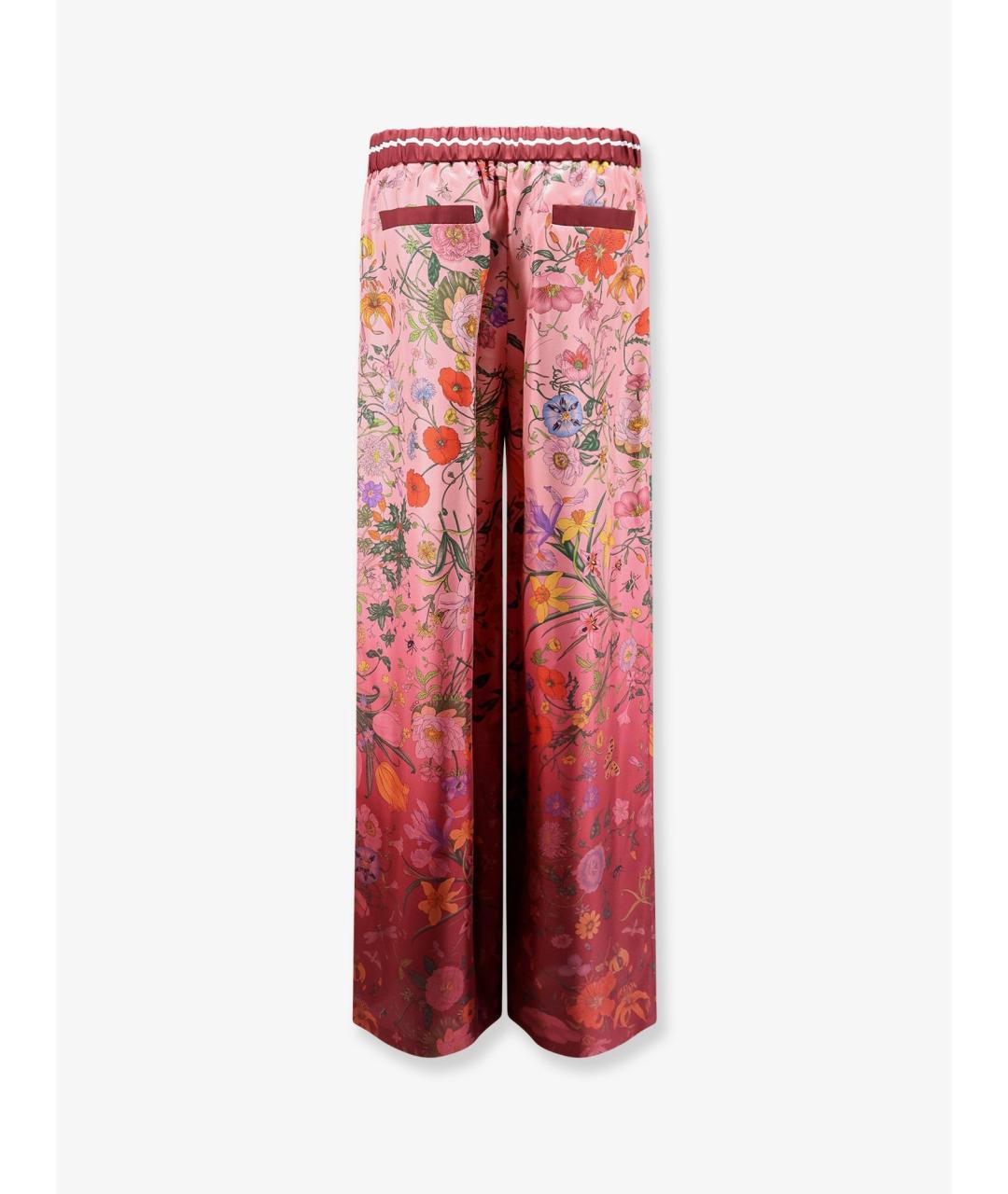 GUCCI Розовые шелковые прямые брюки, фото 3
