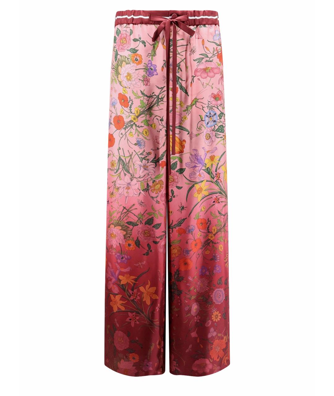 GUCCI Розовые шелковые прямые брюки, фото 1