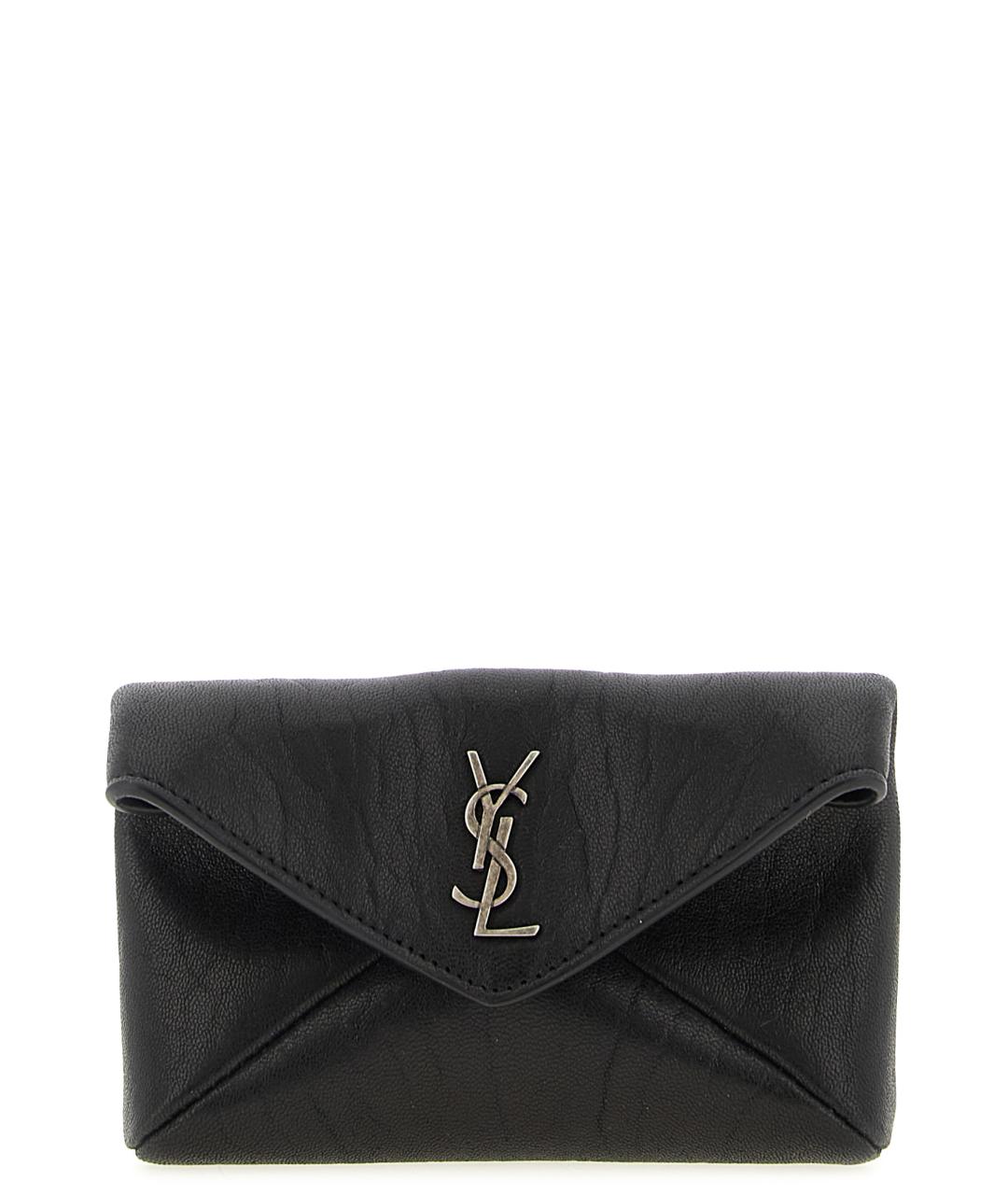 SAINT LAURENT Черный кожаный кардхолдер, фото 1