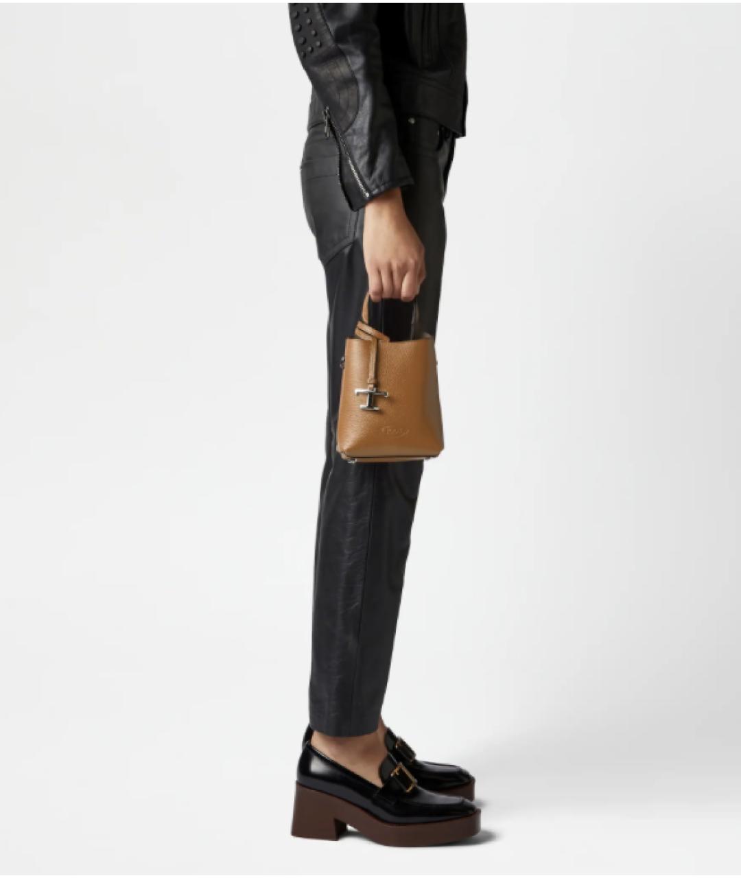 TOD'S Коричневая кожаная сумка с короткими ручками, фото 3