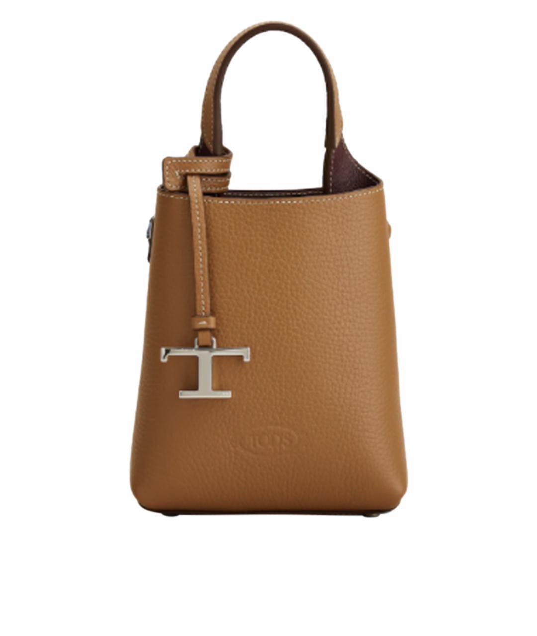 TOD'S Коричневая кожаная сумка с короткими ручками, фото 1