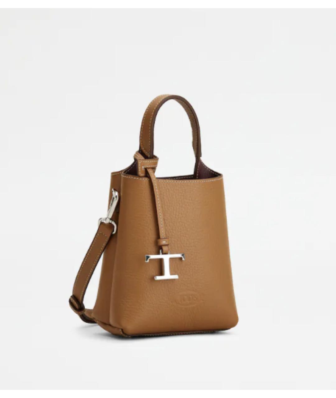 TOD'S Коричневая кожаная сумка с короткими ручками, фото 2