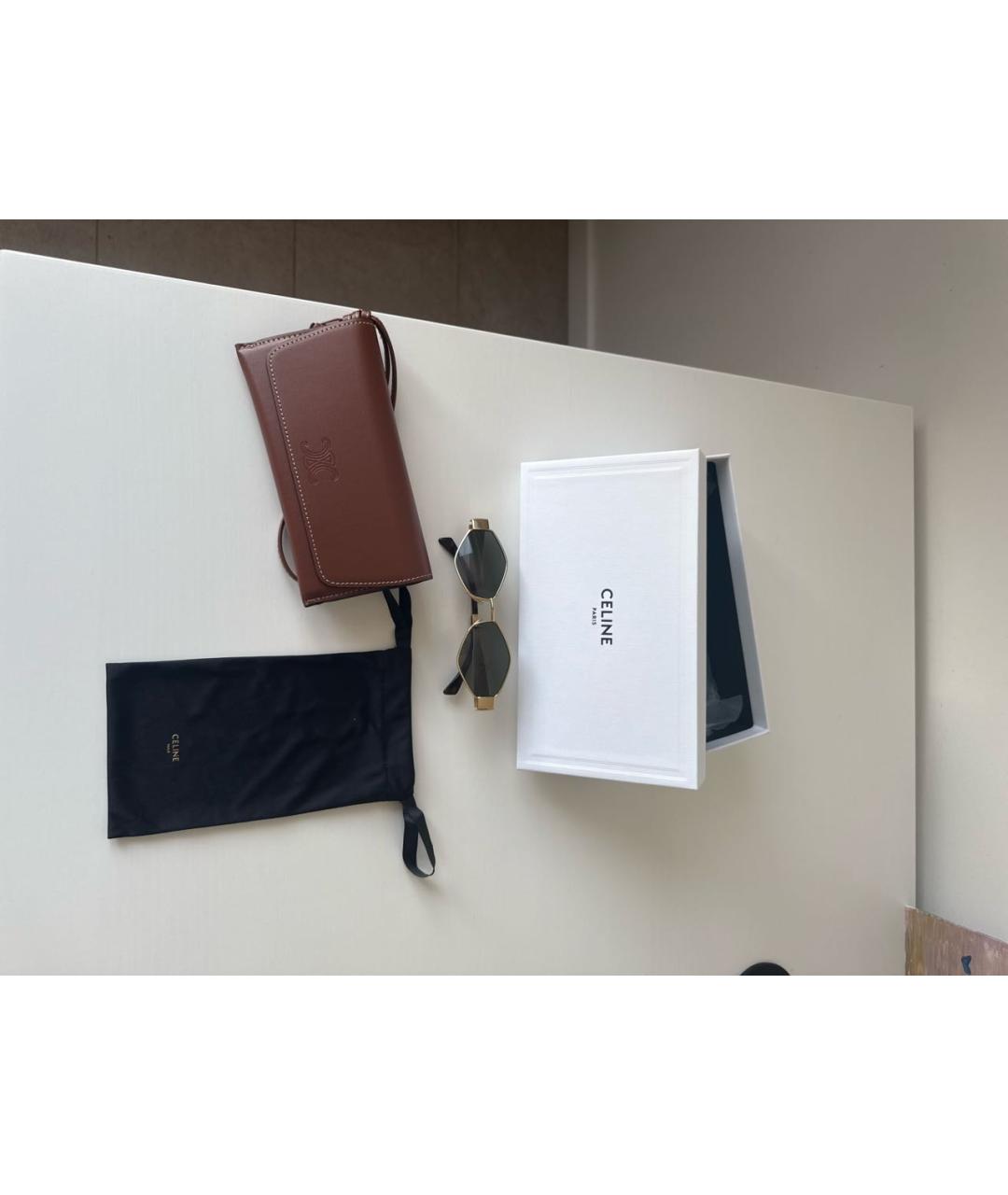 CELINE Золотые металлические солнцезащитные очки, фото 4